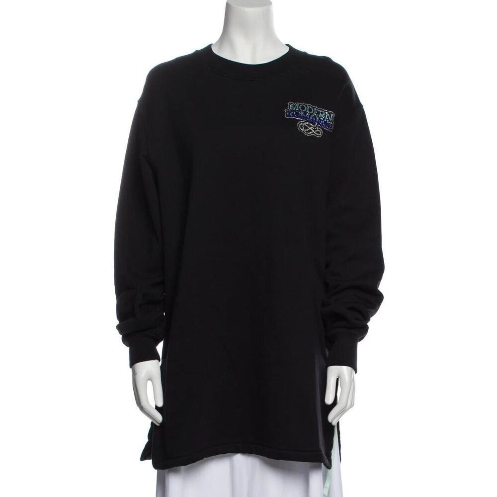 D0 NEW OFF-WHITE C/O VIRGIL ABLOH MAIN LABEL 2013 Black Sweatshirt Sweater Sz XS